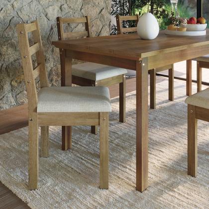 Imagem de Conjunto para Jardim Madeira Maciça 160x80cm 1 Mesa 6 Cadeiras Assento Estofado Itália
