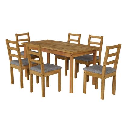 Imagem de Conjunto para Jardim Madeira Maciça Mesa 160x78cm Cadeiras Assento Estofado Itália Cera Mel/Café