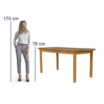 Imagem de Conjunto para Jardim Madeira Maciça Mesa 160x78cm Cadeiras Assento Estofado Itália Cera Mel/Café