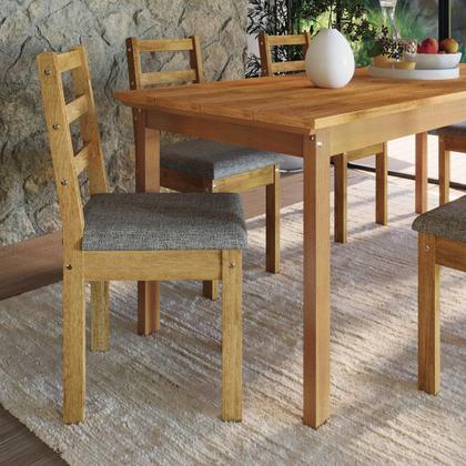 Imagem de Conjunto para Jardim Madeira Maciça Mesa 160x78cm Cadeiras Assento Estofado Itália Cera Mel/Café