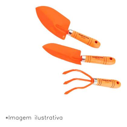 Imagem de Conjunto Para Jardinagem Tramontina Metálico Com Cabo De Madeira 3 Peças