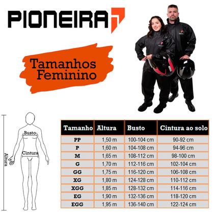 Imagem de Conjunto Para Motociclista Feminino Com Gola Preto Tam M Pioneira