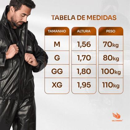 Imagem de Conjunto Para Motoqueiro Capa De Chuva Roupa Reforçada Pvc Preto Proteção Motociclista
