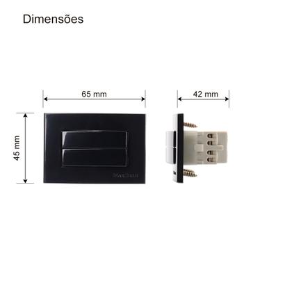 Imagem de Conjunto para móveis planejados mdf Interruptor Duplo Paralelo Preto Sleek Margirius