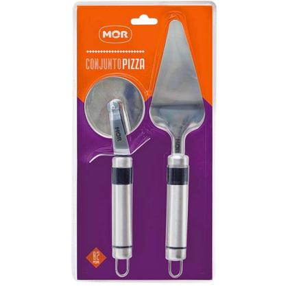 Imagem de Conjunto Para Pizza Em Inox Espátula E Cortador Doce Cozinha 003325 - Mor