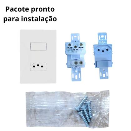 Imagem de Conjunto Para Placa 4x2 1 Interruptor Simples + 1 Tomada Linha I9 10 Amperes Ilumi Slim Ref 78200
