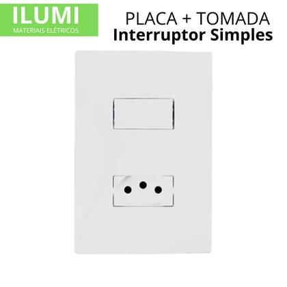 Imagem de Conjunto Para Placa 4x2 1 Interruptor Simples + 1 Tomada Linha I9 10 Amperes Ilumi Slim Ref 78200