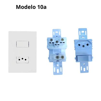 Imagem de Conjunto Para Placa 4x2 1 Interruptor Simples + 1 Tomada Linha I9 10 Amperes Ilumi Slim Ref 78200