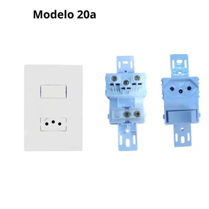 Imagem de Conjunto Para Placa 4x2 1 Interruptor Simples + 1 Tomada Linha I9 20 Amperes Ilumi Slim Ref 80201