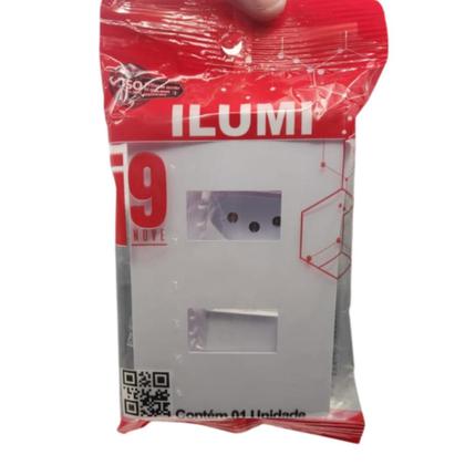 Imagem de Conjunto Para Placa 4x2 1 Interruptor Simples + 1 Tomada Linha I9 20 Amperes Ilumi Slim Ref 80201
