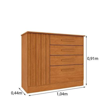 Imagem de Conjunto para Quarto 1 Guarda-roupa 6 Portas com Espelho e 1 Cômoda 4 Gavetas Ripado Nova York Espre