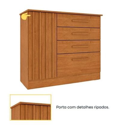 Imagem de Conjunto para Quarto 1 Guarda-roupa 6 Portas com Espelho e 1 Cômoda 4 Gavetas Ripado Nova York Espre