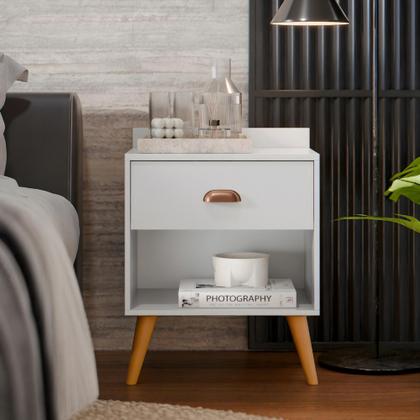 Imagem de Conjunto Para Quarto Cabeceira Dubai 1.40 Cama Casal com 2 Mesas de Cabeceira Pérola New