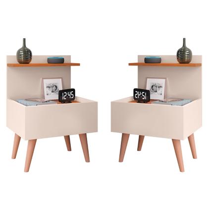 Imagem de Conjunto Para Quarto Cabeceira Julia 1.40 Cama Casal com 2 Mesas de Cabeceira Laura