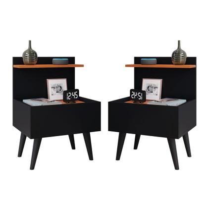 Imagem de Conjunto Para Quarto Cabeceira Julia 1.40 Cama Casal com 2 Mesas de Cabeceira Laura