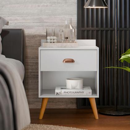 Imagem de Conjunto Para Quarto Cabeceira Julia 1.60 Cama Queen com 2 Mesas de Cabeceira Pérola New