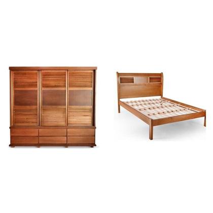 Imagem de Conjunto para Quarto Casal com Cama King e Guarda-roupa 3 Portas de Correr Veneziana