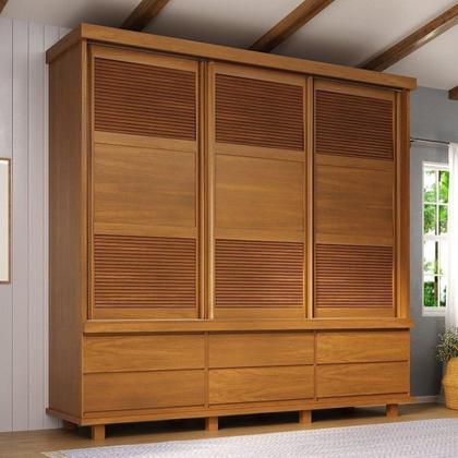 Imagem de Conjunto para Quarto Casal com Cama King e Guarda-roupa 3 Portas de Correr Veneziana