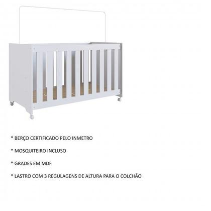 Imagem de Conjunto para Quarto de Bebê com Berço 3 em 1, Cômoda e Guarda-Roupas