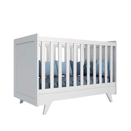 Imagem de Conjunto para Quarto de Bebê com Cômoda 1 Porta 4 Gavetas e Berço Mini Cama Retrô Móveis Peroba Branco Brilho