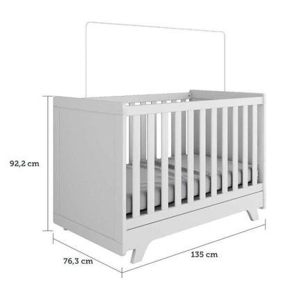 Imagem de Conjunto para Quarto de Bebê com Cômoda 1 Porta 4 Gavetas e Berço Mini Cama Retrô