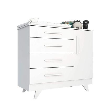 Imagem de Conjunto para Quarto de Bebê com Cômoda 1 Porta 4 Gavetas e Berço Mini Cama Retrô