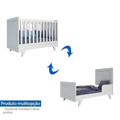 Imagem de Conjunto para Quarto de Bebê com Cômoda 1 Porta 4 Gavetas e Berço Mini Cama Retrô