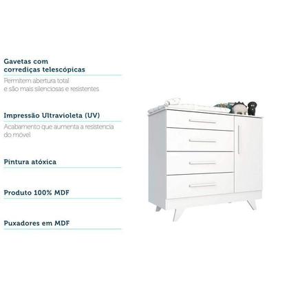 Imagem de Conjunto para Quarto de Bebê com Cômoda 1 Porta 4 Gavetas e Berço Mini Cama Retrô