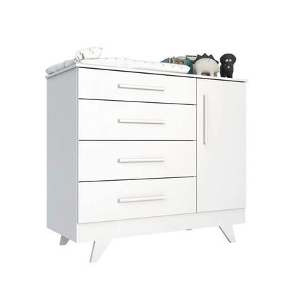 Imagem de Conjunto para Quarto de Bebê com Cômoda Berço e Prateleira Retrô