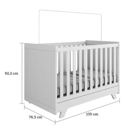 Imagem de Conjunto para Quarto de Bebê com Cômoda Berço e Prateleira Retrô