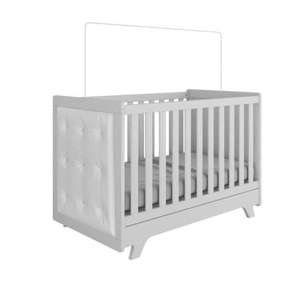 Imagem de Conjunto para Quarto de Bebê com Cômoda de Bebê Berço com Capitone e Prateleira Retrô Móveis Peroba Branco Brilho/material sintético Branco