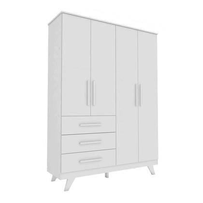 Imagem de Conjunto para Quarto de Bebê com Guarda Roupa e Berço com Capitone Retrô Móveis Peroba Branco Brilho/Pena Areia