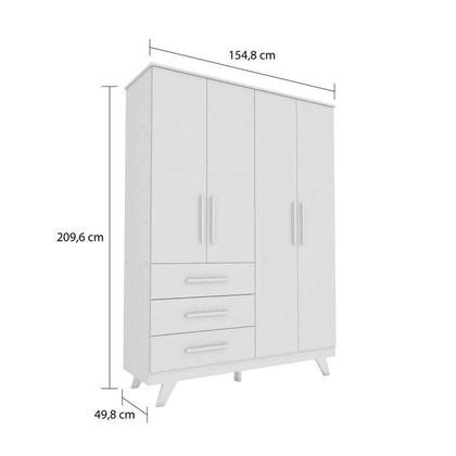 Imagem de Conjunto para Quarto de Bebê com Guarda Roupa e Berço com Capitone Retrô Móveis Peroba Branco Brilho/Pena Areia