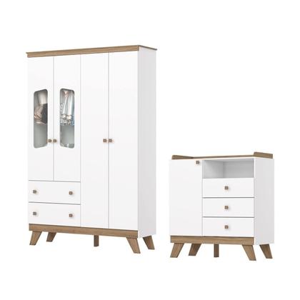 Imagem de Conjunto para Quarto de Bebê Cômoda Roupeiro Retro Theo