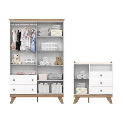 Imagem de Conjunto para Quarto de Bebê Cômoda Roupeiro Retro Theo