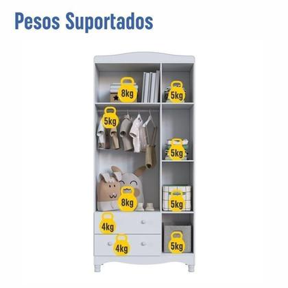 Imagem de Conjunto para Quarto Infantil com Guarda-Roupa e Cômoda Trocador Encanto Branco