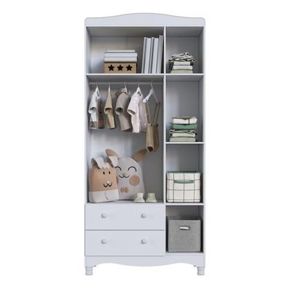 Imagem de Conjunto para Quarto Infantil com Guarda-Roupa e Cômoda Trocador Encanto Branco