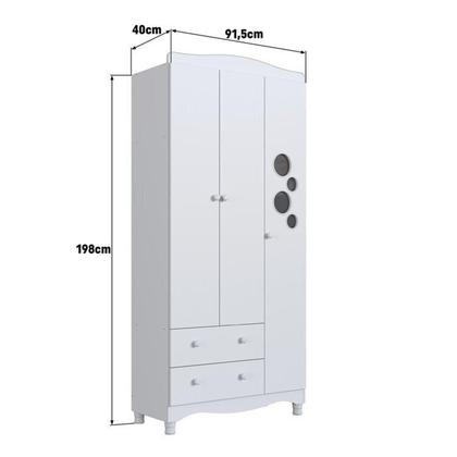 Imagem de Conjunto para Quarto Infantil com Guarda-Roupa e Cômoda Trocador Encanto Branco