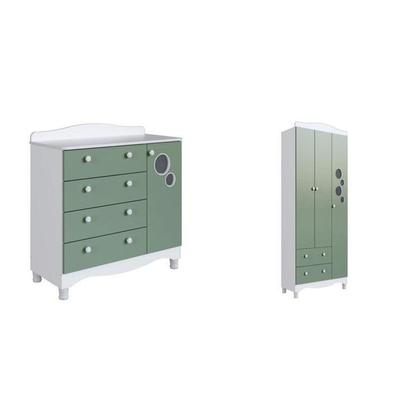 Imagem de Conjunto para Quarto Infantil com Guarda-roupa e Cômoda Trocador Encanto