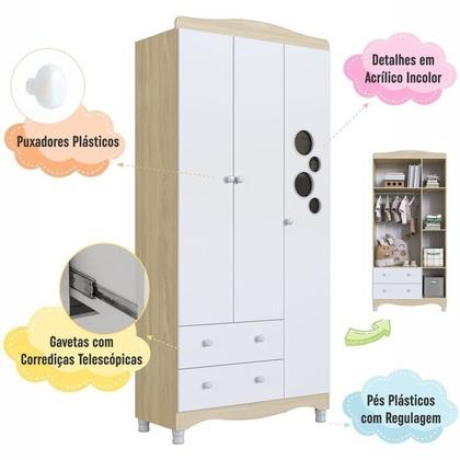 Imagem de Conjunto para Quarto Infantil com Guarda-roupa e Cômoda Trocador Encanto