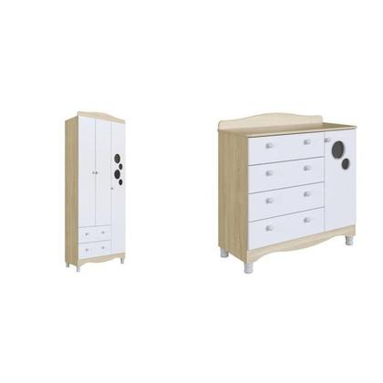 Imagem de Conjunto para Quarto Infantil com Guarda-roupa e Cômoda Trocador Encanto