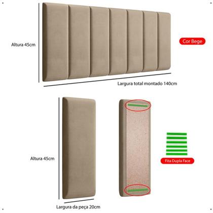 Imagem de Conjunto para Quarto Modular 7 placas Casal e 2 Mesas de Cabeceira Bella quarto com elegância