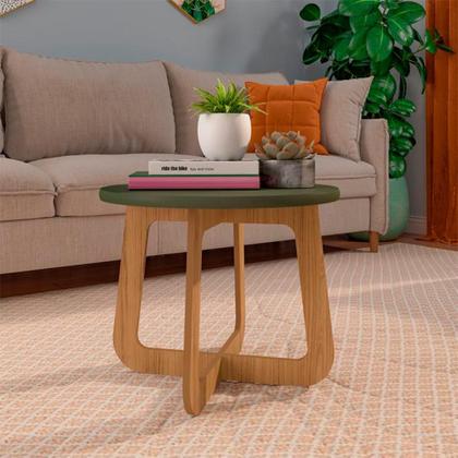 Imagem de Conjunto para Sala de Estar Charlotte com Rack para TV até 75 polegadas, Buffet 1 PT, Mesa Lateral 1 PT e Mesa de Centro Verde Menta e Carvalho