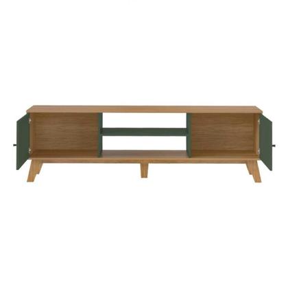 Imagem de Conjunto para Sala de Estar Charlotte com Rack para TV até 75 polegadas, Buffet 1 PT, Mesa Lateral 1 PT e Mesa de Centro Verde Menta e Carvalho