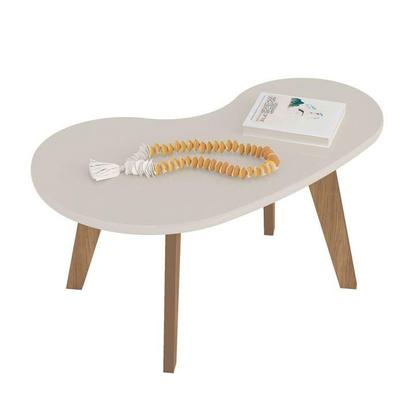 Imagem de Conjunto para Sala de Estar Lotus com Rack para TV até 60 Polegadas, Mesa de Centro e Mesa Lateral Carvalho e Off White