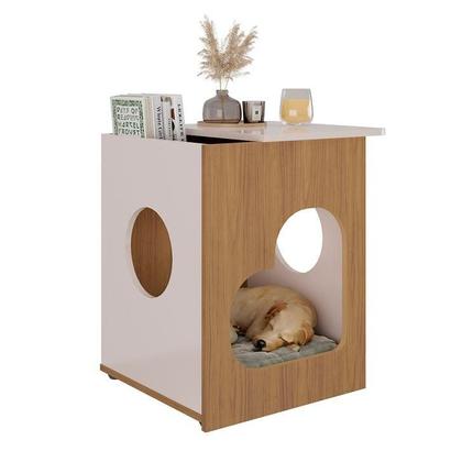 Imagem de Conjunto para Sala de Estar Lotus com Rack para TV até 60 Polegadas, Mesa de Centro e Mesa Lateral Carvalho e Off White