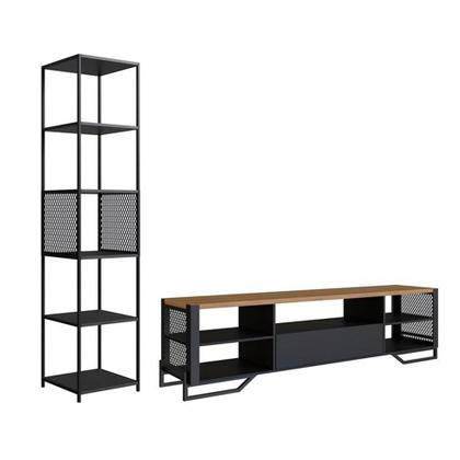 Imagem de Conjunto para Sala de Estar Paricel com Rack 1 GV e Estante 40cm Preto