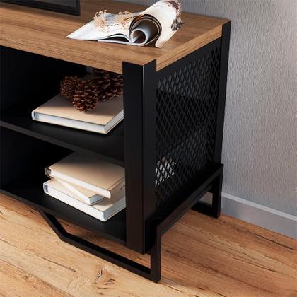 Imagem de Conjunto para Sala de Estar Paricel com Rack 1 GV e Estante 40cm Preto