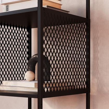 Imagem de Conjunto para Sala de Estar Paricel com Rack 1 GV e Estante 40cm Preto