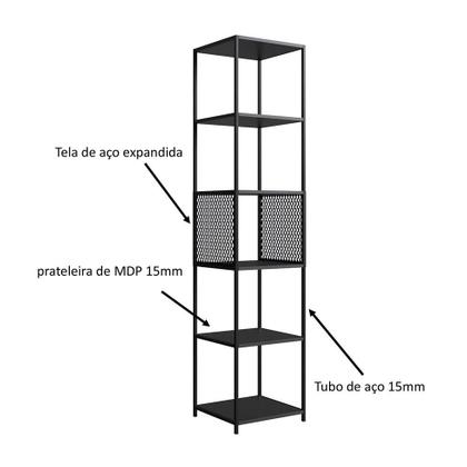Imagem de Conjunto para Sala de Estar Paricel com Rack 1 GV e Estante 40cm Preto